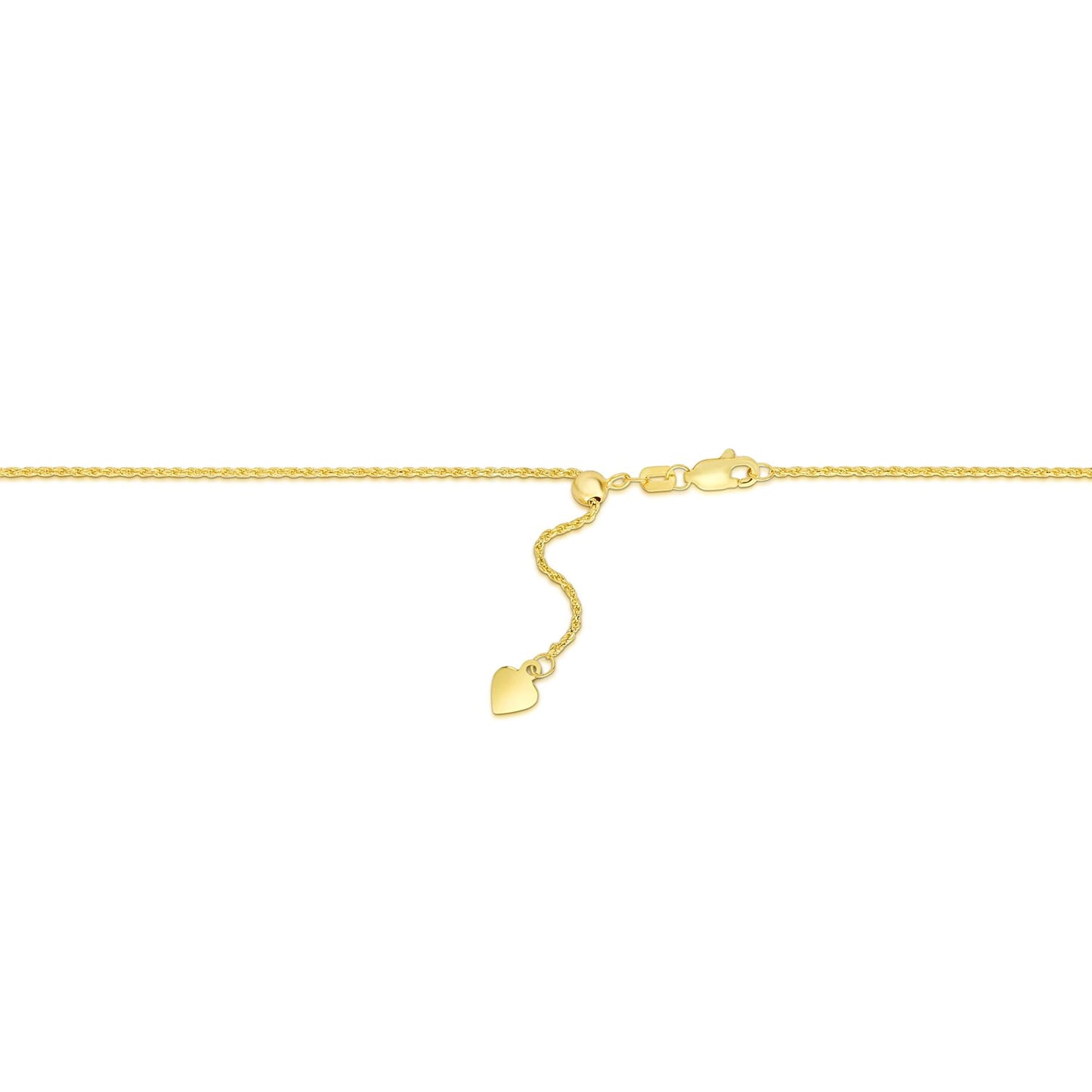 14K Yellow Gold Adjustable Rope Chain Necklace (0.95mm)