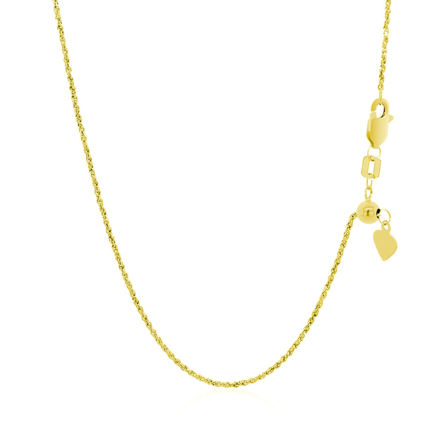 14K Yellow Gold Adjustable Rope Chain Necklace (0.95mm)