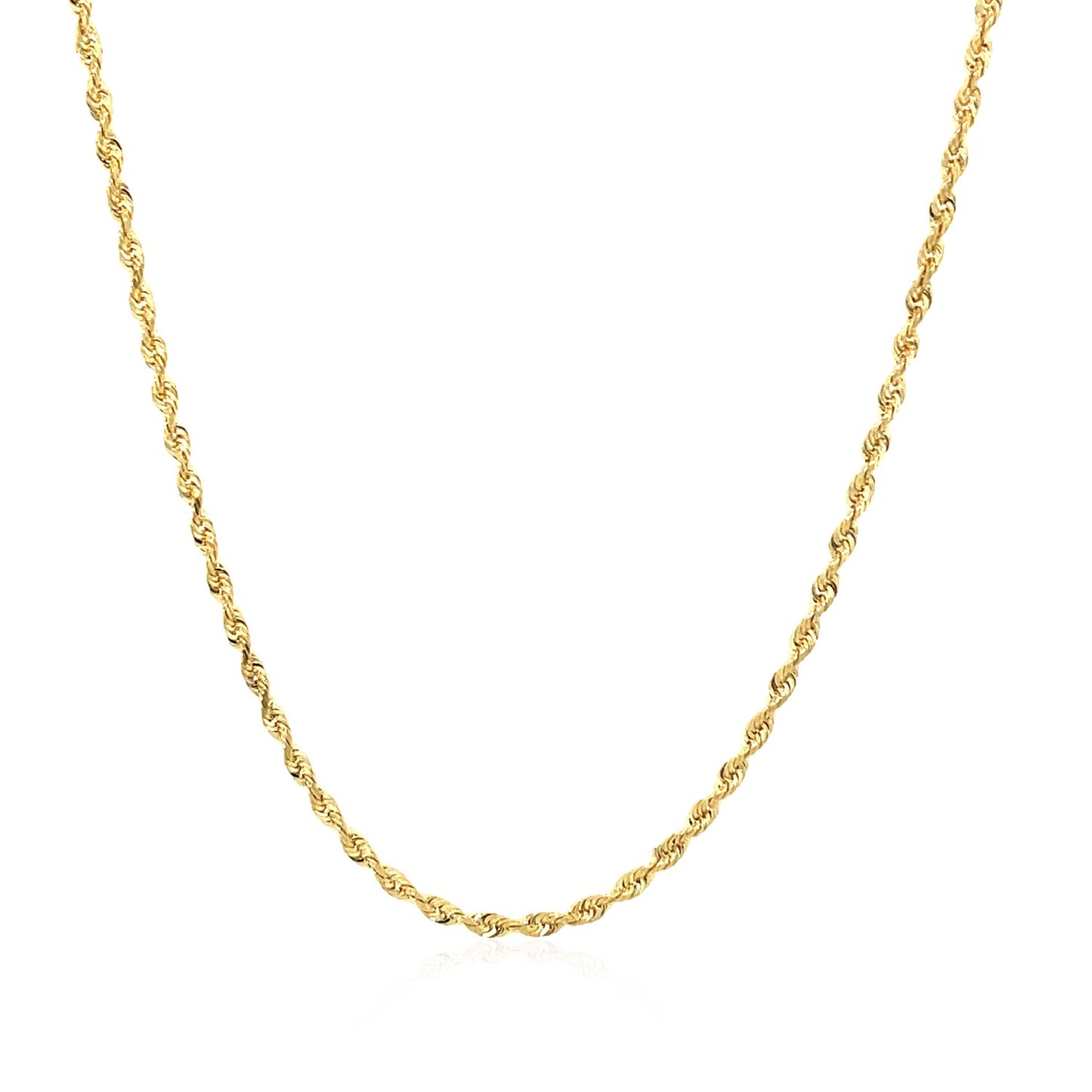 14K Yellow Gold Solid Diamond Cut Rope Chain Necklace (1.60mm)