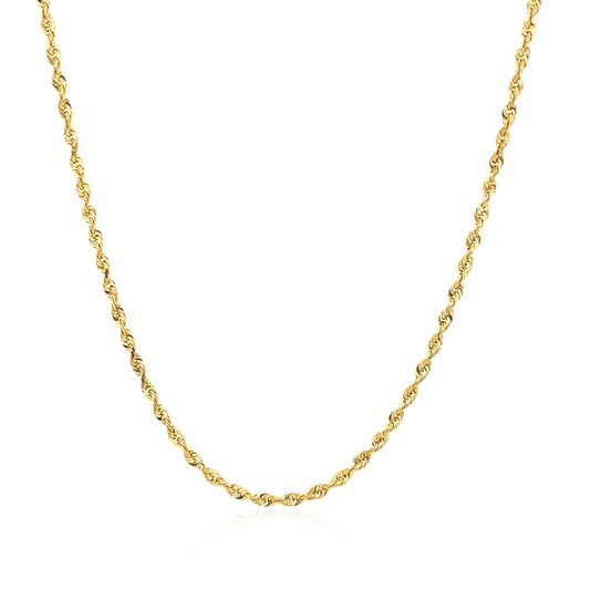 14K Yellow Gold Solid Diamond Cut Rope Chain Necklace (1.60mm)