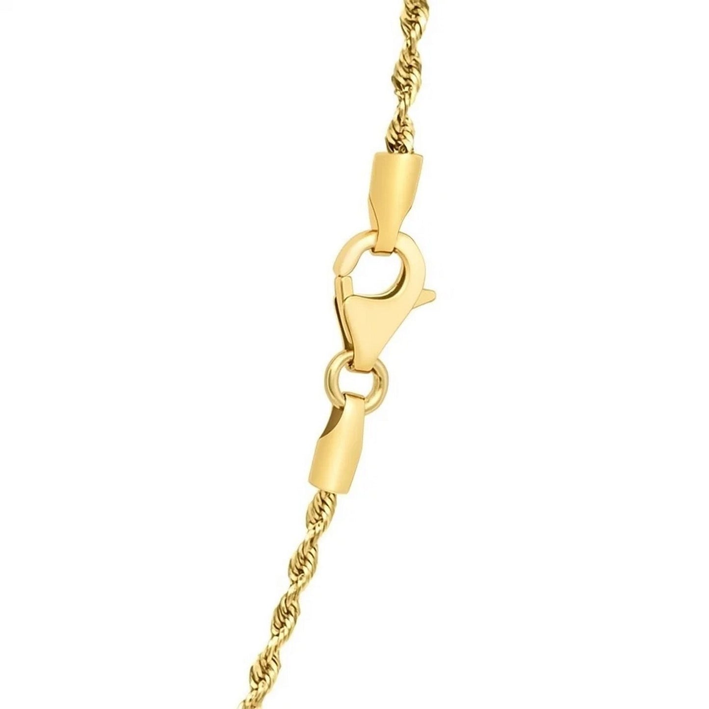 14K Yellow Gold Solid Diamond Cut Rope Chain Necklace (1.60mm)