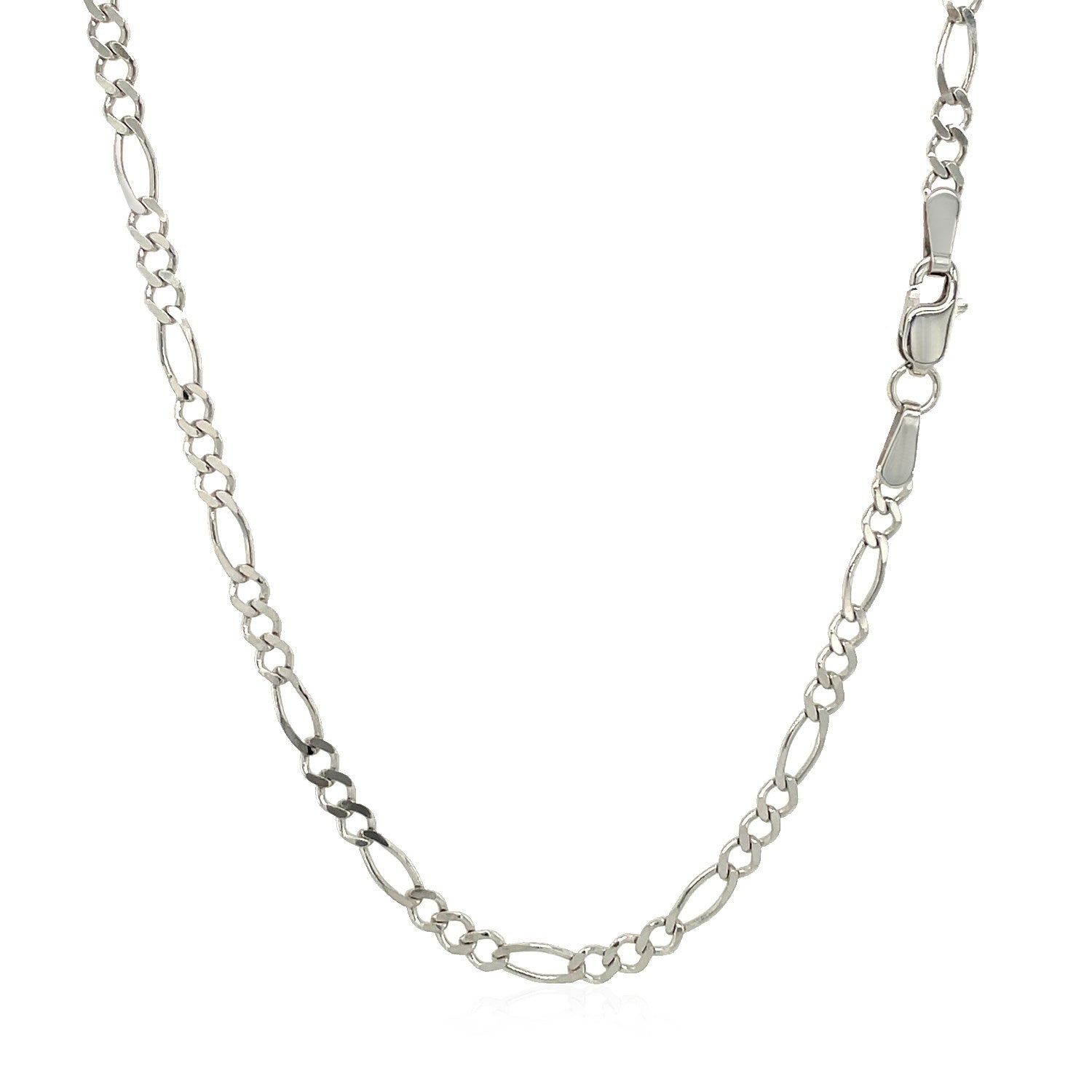 14K White Gold Solid Figaro Chain – 2.60mm, Solid Gold