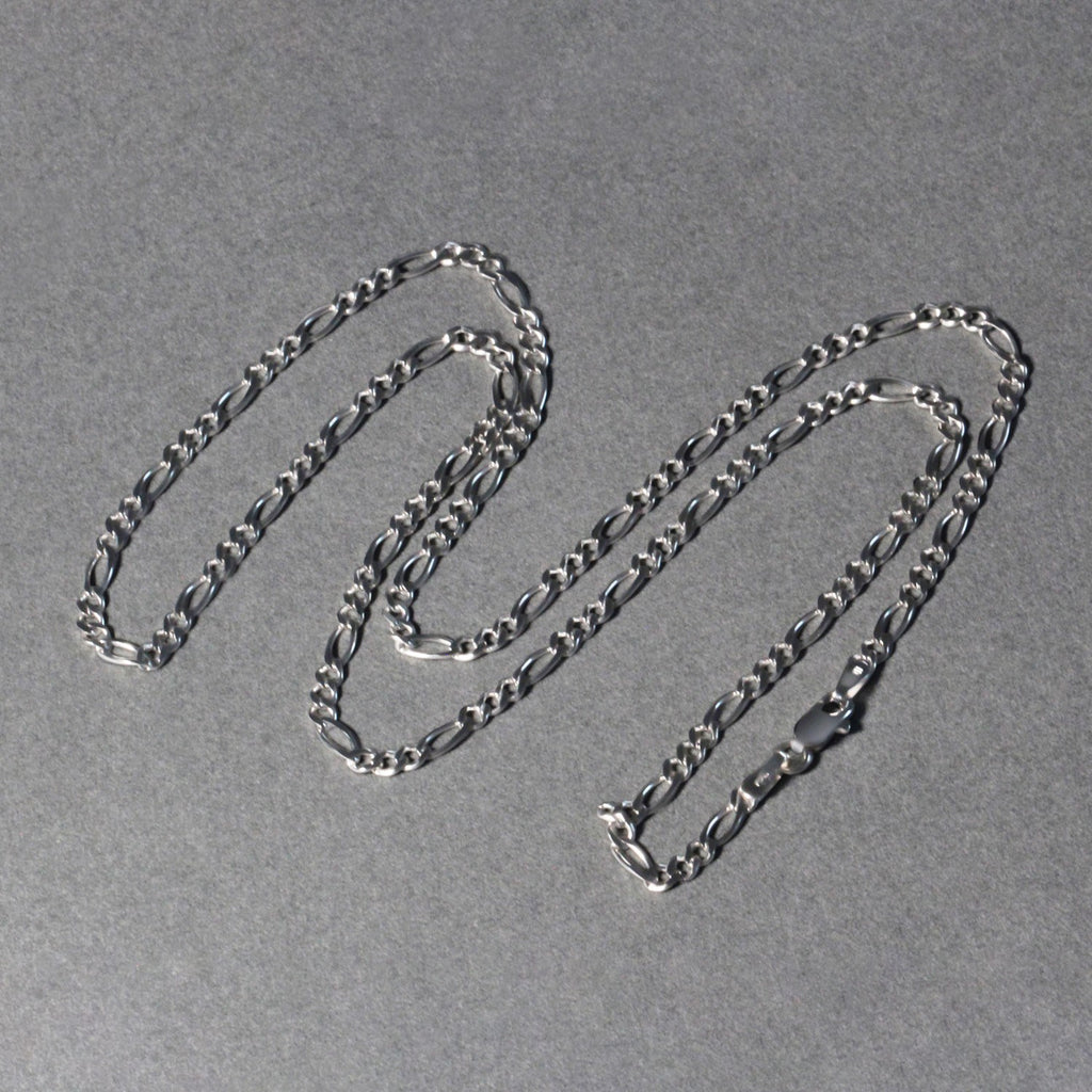 14K White Gold Solid Figaro Chain – 2.60mm, Solid Gold