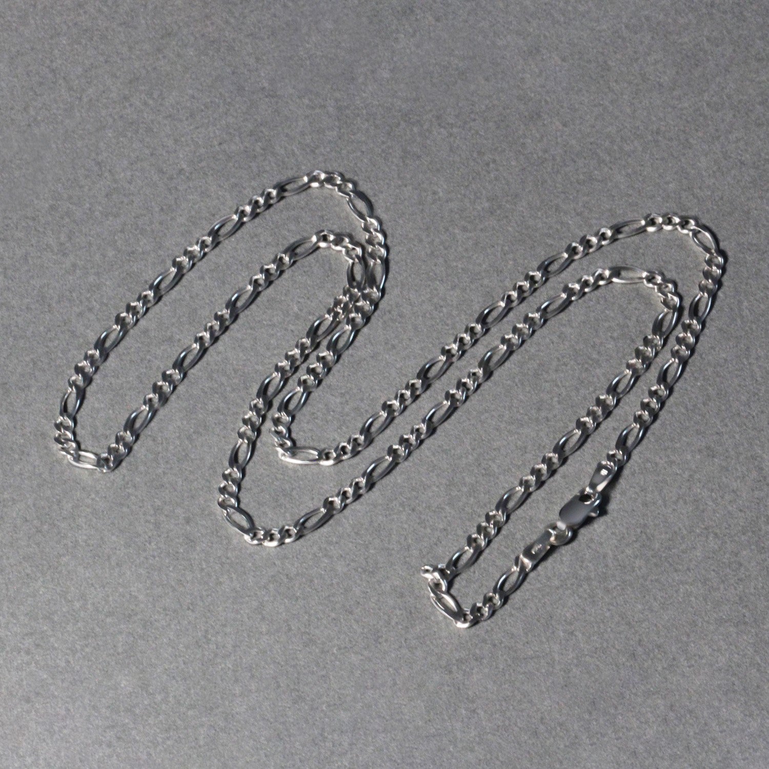 14K White Gold Solid Figaro Chain – 2.60mm, Solid Gold
