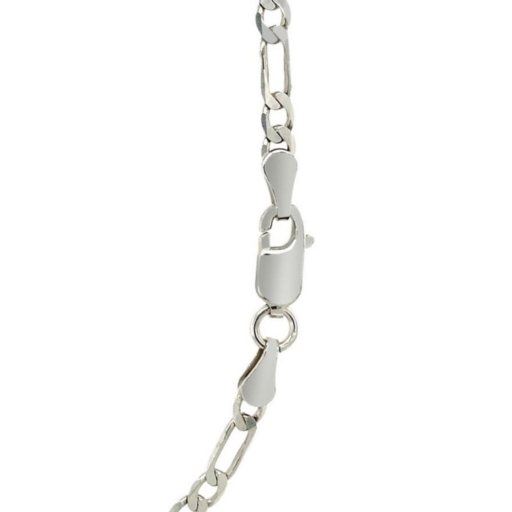 14K White Gold Solid Figaro Chain – 2.60mm, Solid Gold