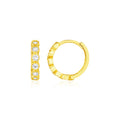 14k Yellow Gold 11mm Petite Hoop Earrings with Cubic Zirconia