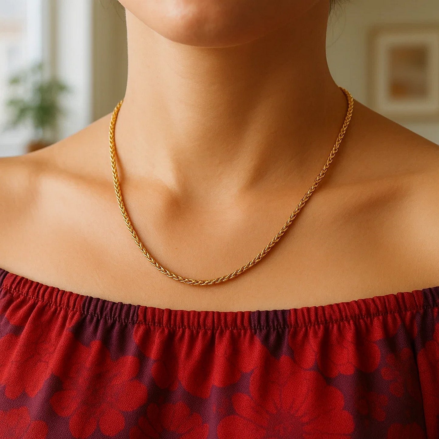 14K Yellow Gold Round Wheat Chain (2.1 mm)