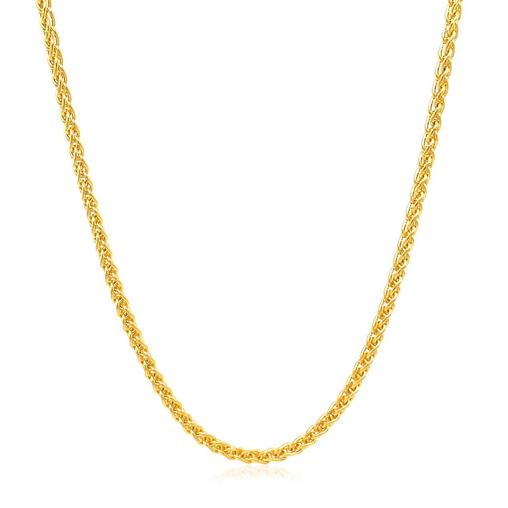 14K Yellow Gold Round Wheat Chain – 2.10mm, Solid Gold