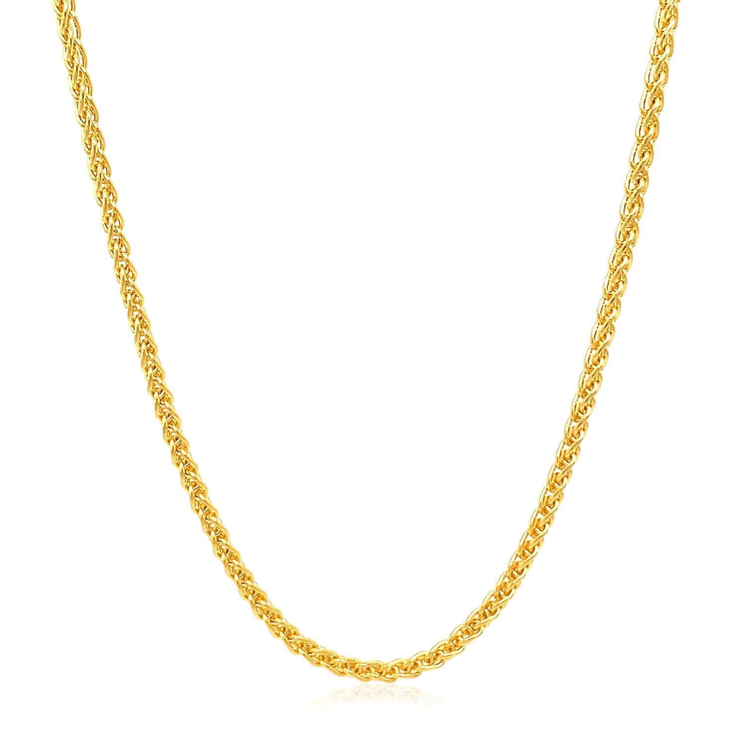 14K Yellow Gold Round Wheat Chain – 2.10mm, Solid Gold