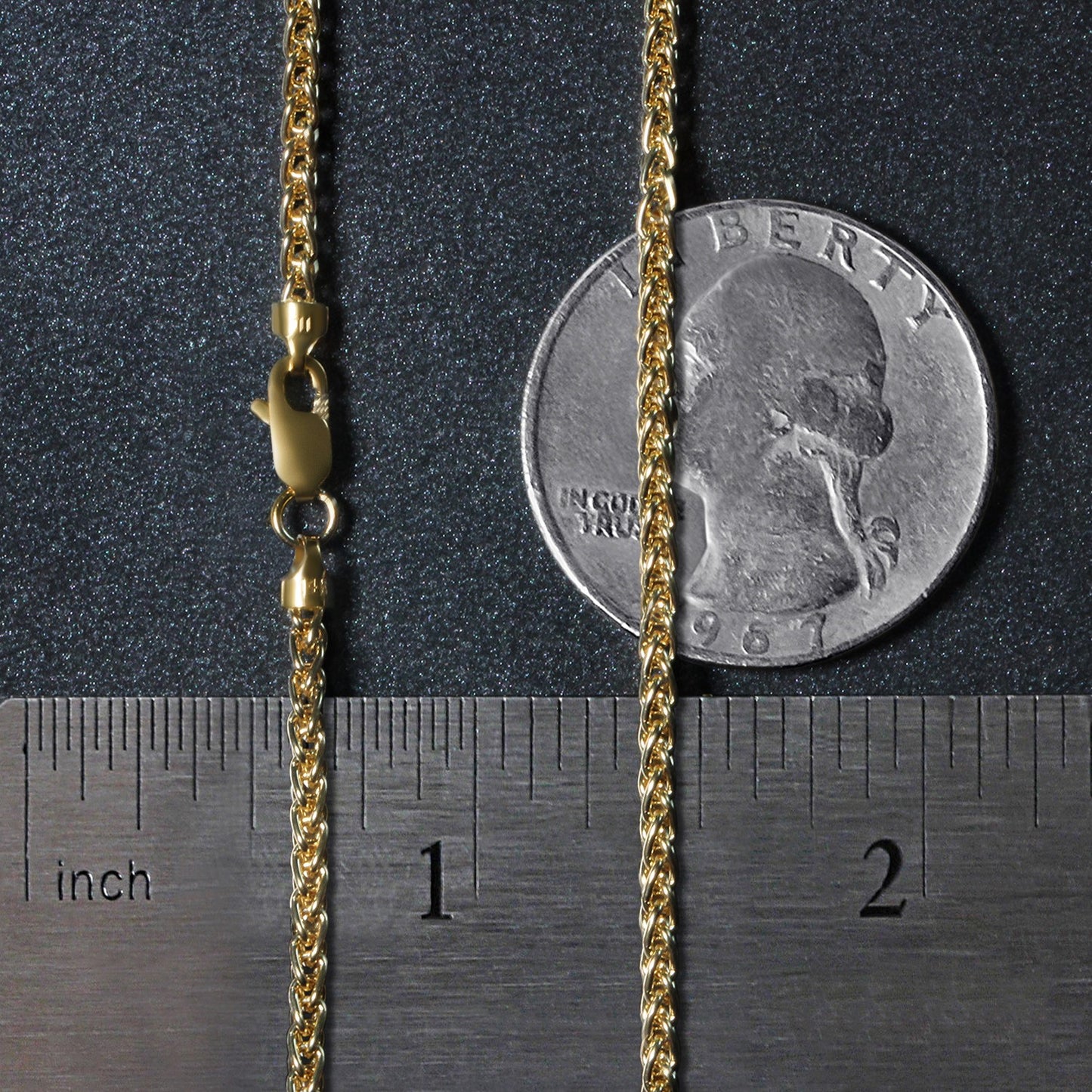 14K Yellow Gold Round Wheat Chain (2.1 mm)