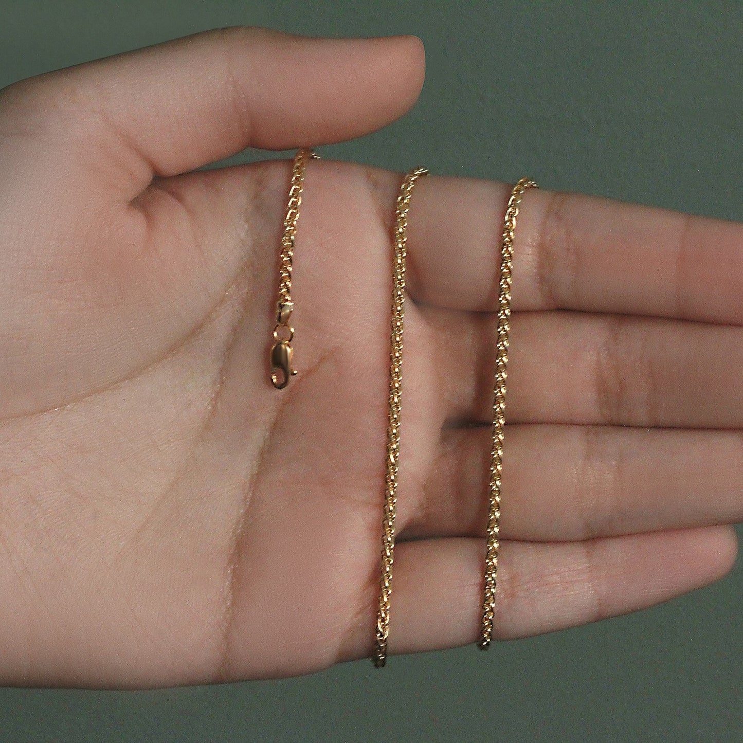 14K Yellow Gold Round Wheat Chain (2.1 mm)
