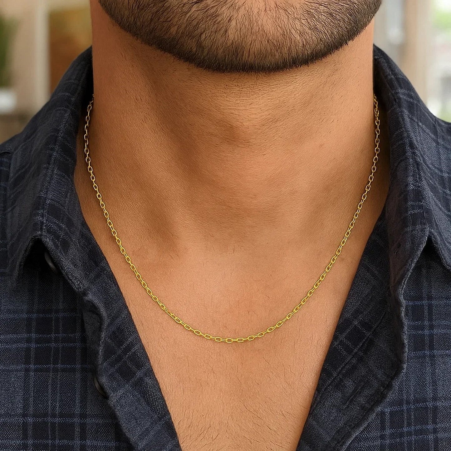14K Yellow Gold Diamond Cut Cable Link Chain (1.10 mm)