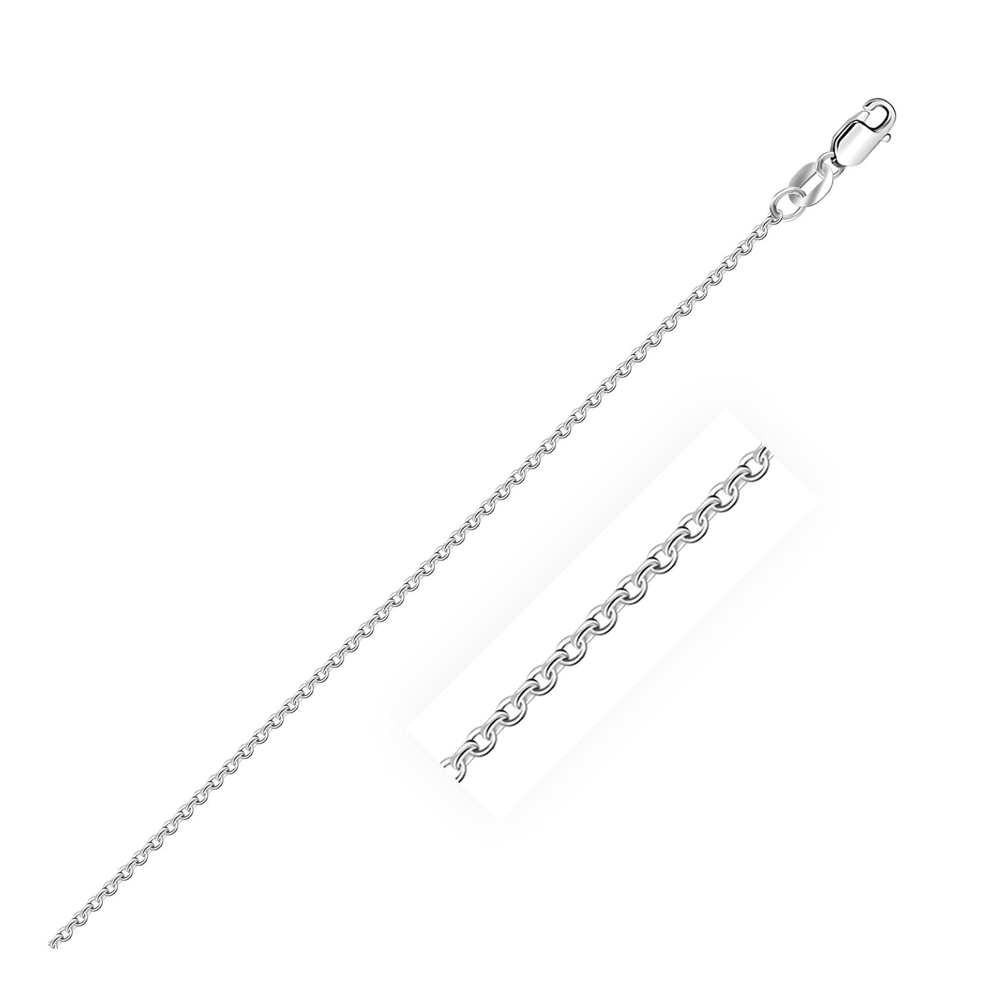18K White Gold Cable Chain Necklace (1.10 mm)