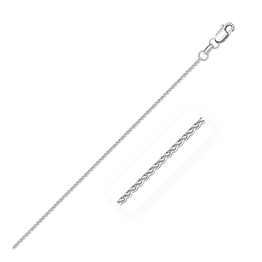 14K White Gold Diamond Cut Round Wheat Chain Necklace (1.20 mm)