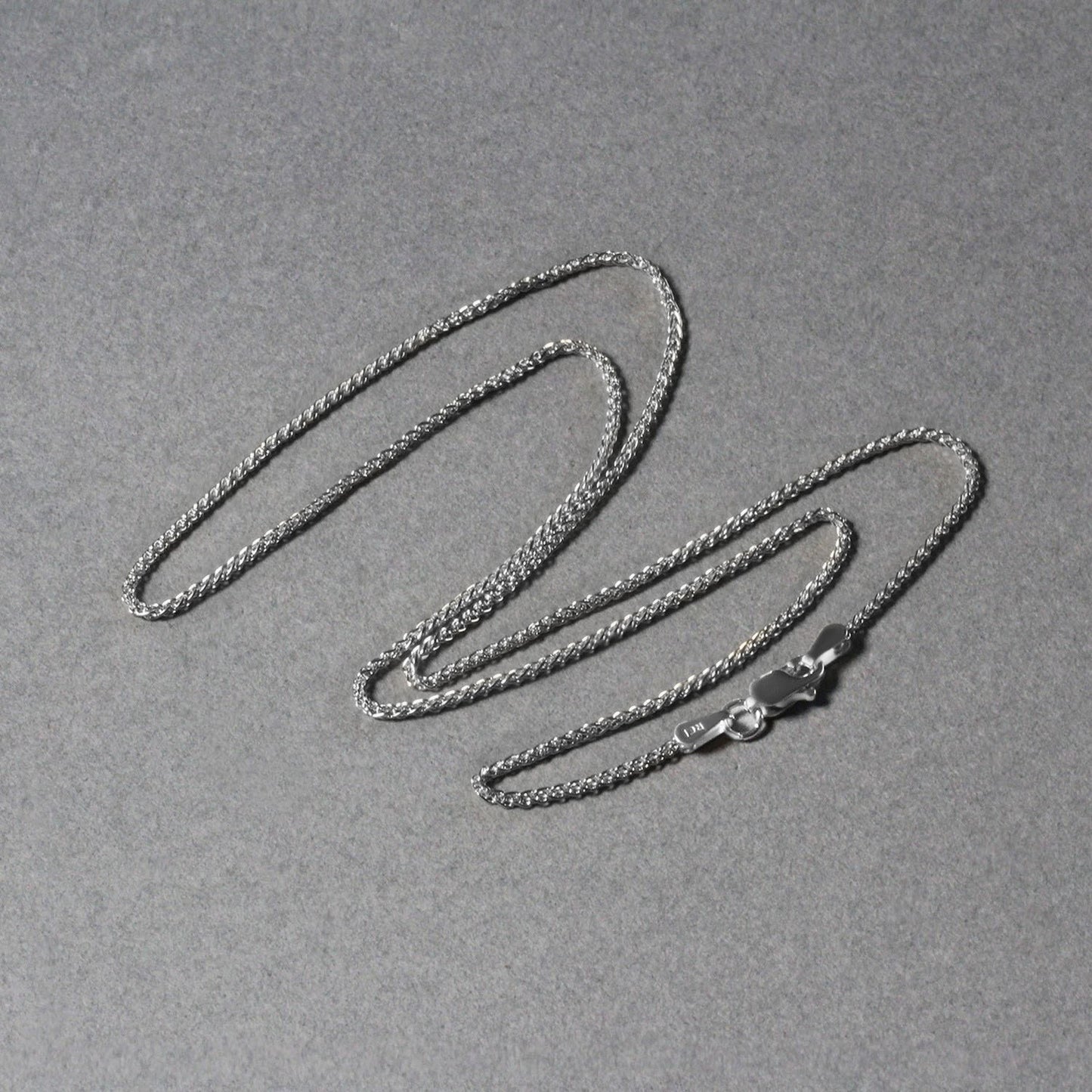 14K White Gold Diamond Cut Round Wheat Chain Necklace (1.20 mm)
