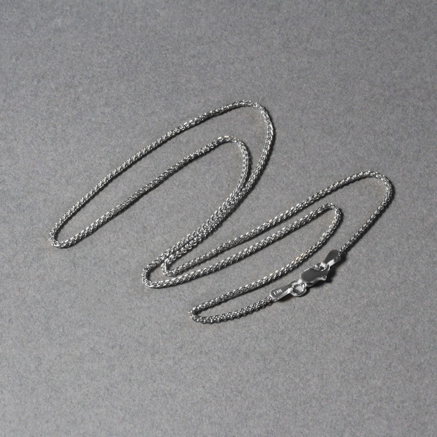 14K White Gold Diamond Cut Round Wheat Chain – 1.20mm, Solid Gold