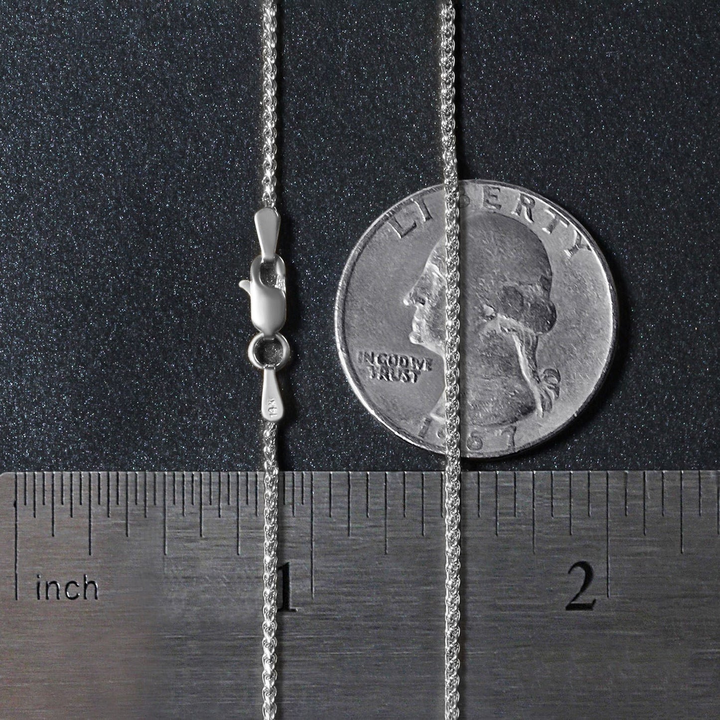 14K White Gold Diamond Cut Round Wheat Chain Necklace (1.20 mm)