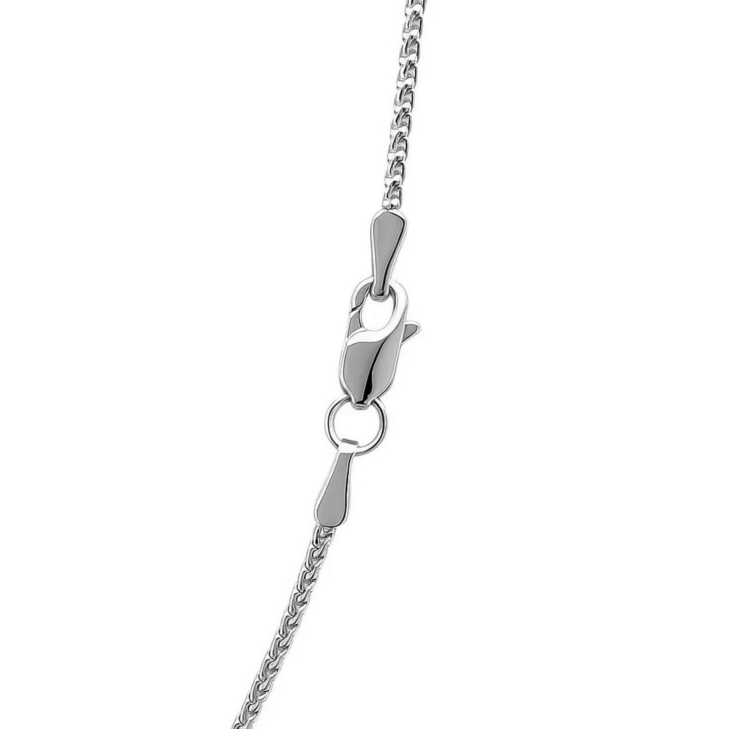 14K White Gold Diamond Cut Round Wheat Chain Necklace (1.20 mm)