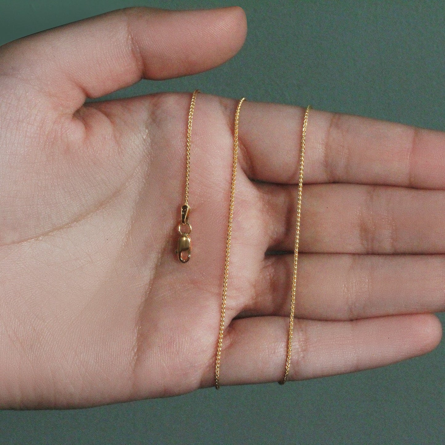 14K Yellow Gold Round Wheat Chain Necklace (1.00 mm)