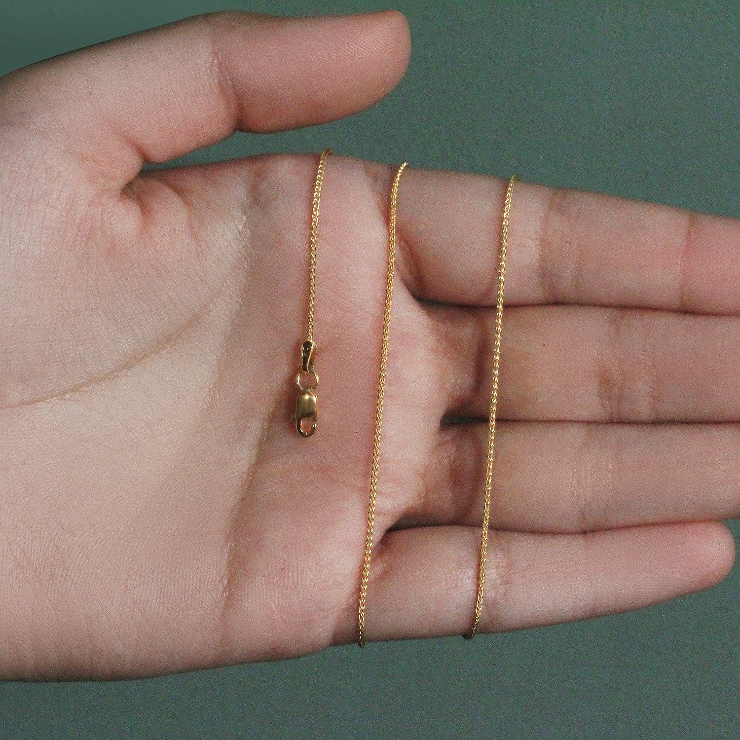 14K Yellow Gold Round Wheat Chain – 1.00mm, Solid Gold