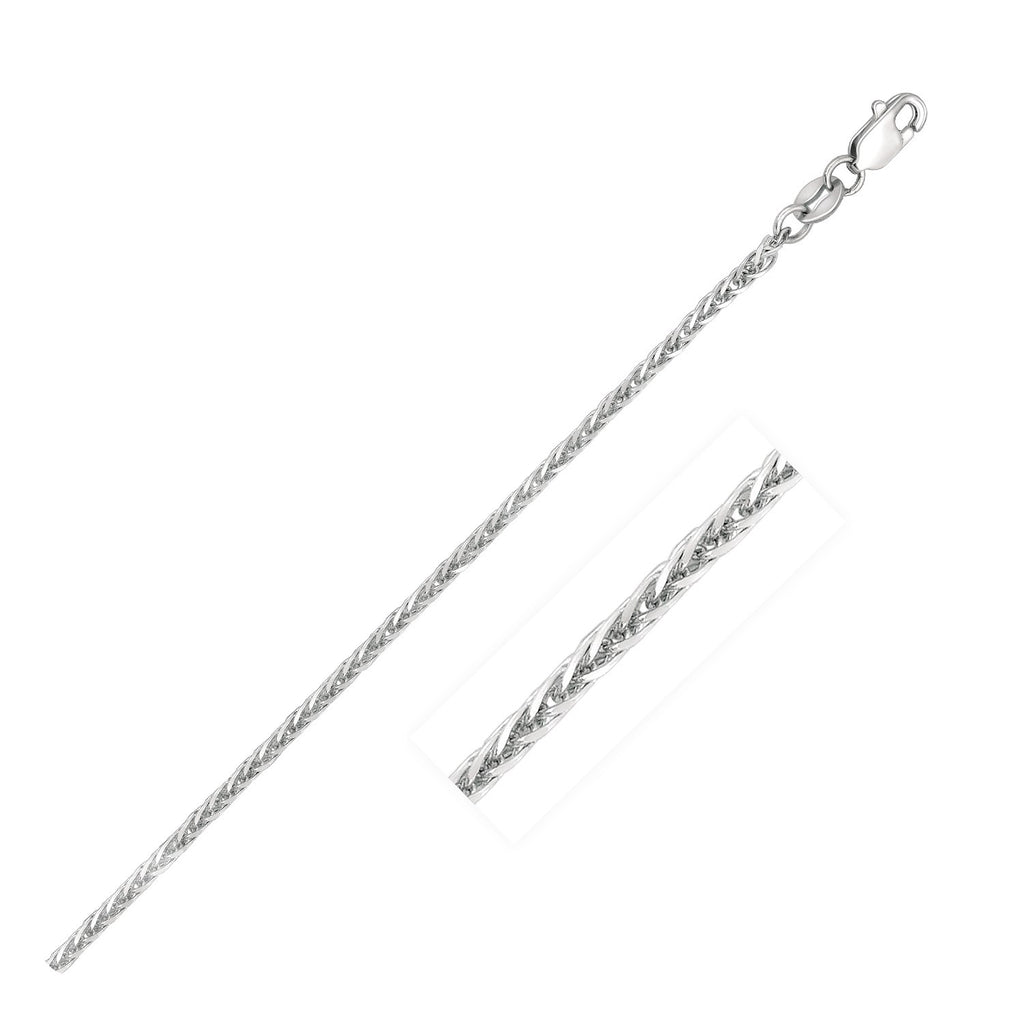 14K White Gold Square Wheat Chain – 1.80mm, Solid Gold