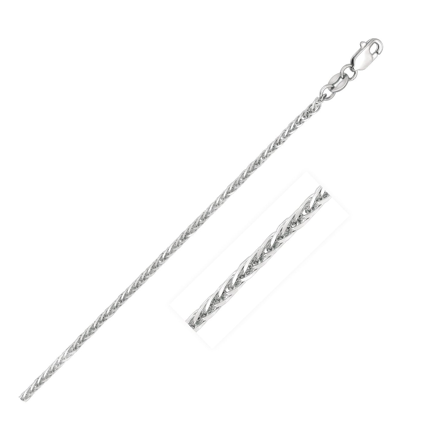 14K White Gold Square Wheat Chain Necklace (1.80 mm)