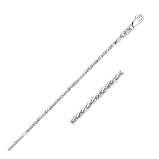 14K White Gold Square Wheat Chain Necklace (1.80 mm)