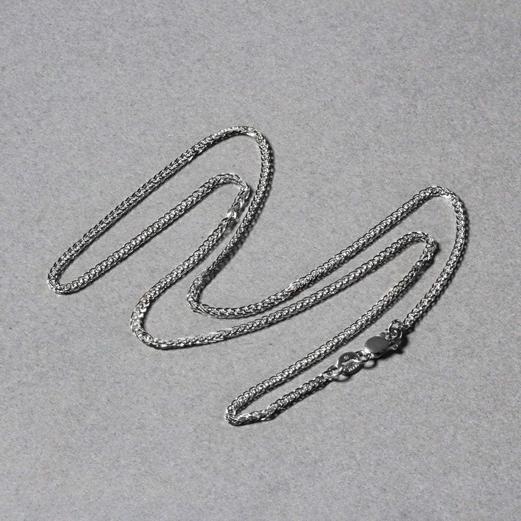 14K White Gold Square Wheat Chain – 1.80mm, Solid Gold