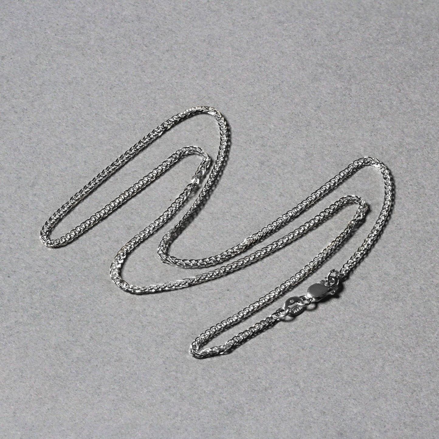 14K White Gold Square Wheat Chain Necklace (1.80 mm)