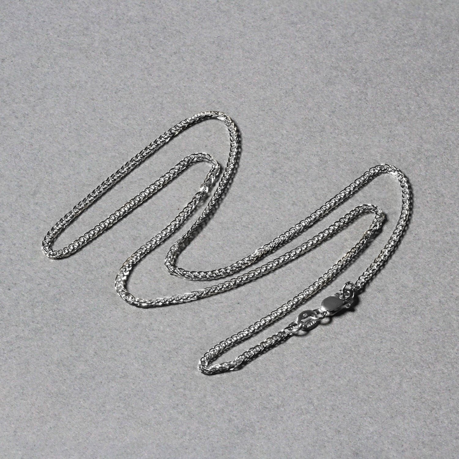 14K White Gold Square Wheat Chain – 1.80mm, Solid Gold