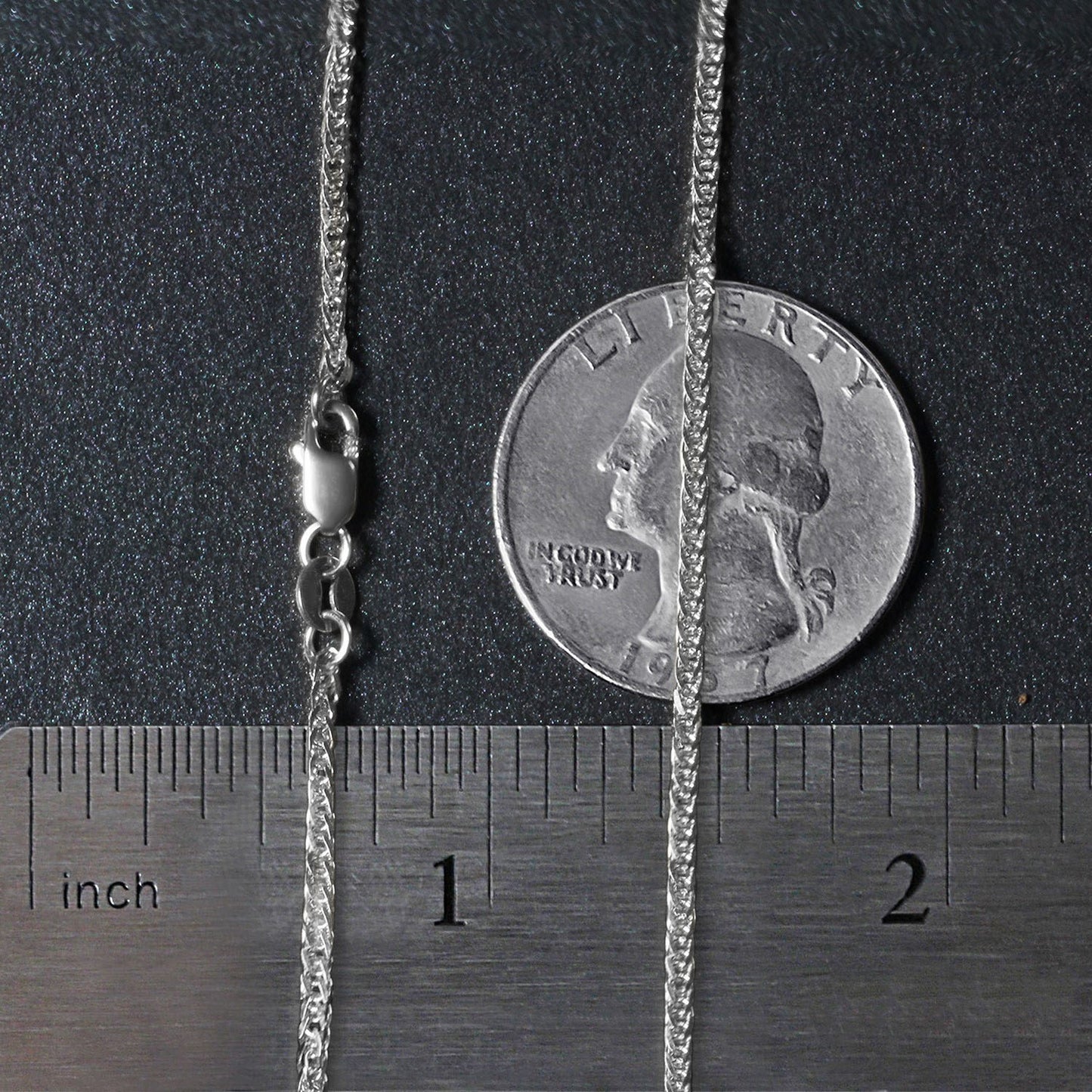 14K White Gold Square Wheat Chain Necklace (1.80 mm)