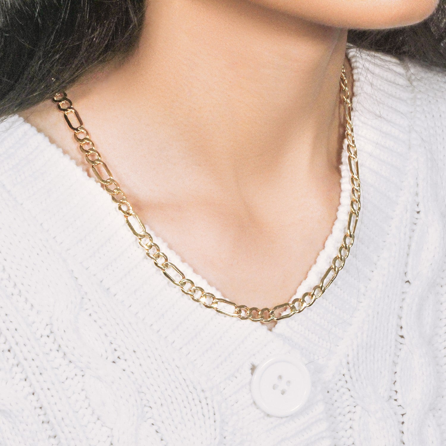 10K Yellow Gold Lite Figaro Chain – 6.60mm, Solid Gold
