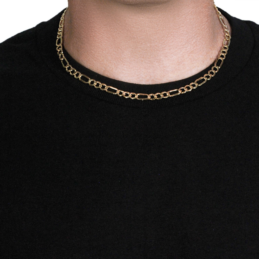 10K Yellow Gold Lite Figaro Chain – 6.60mm, Solid Gold