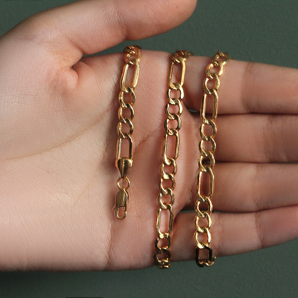 10K Yellow Gold Lite Figaro Chain – 6.60mm, Solid Gold