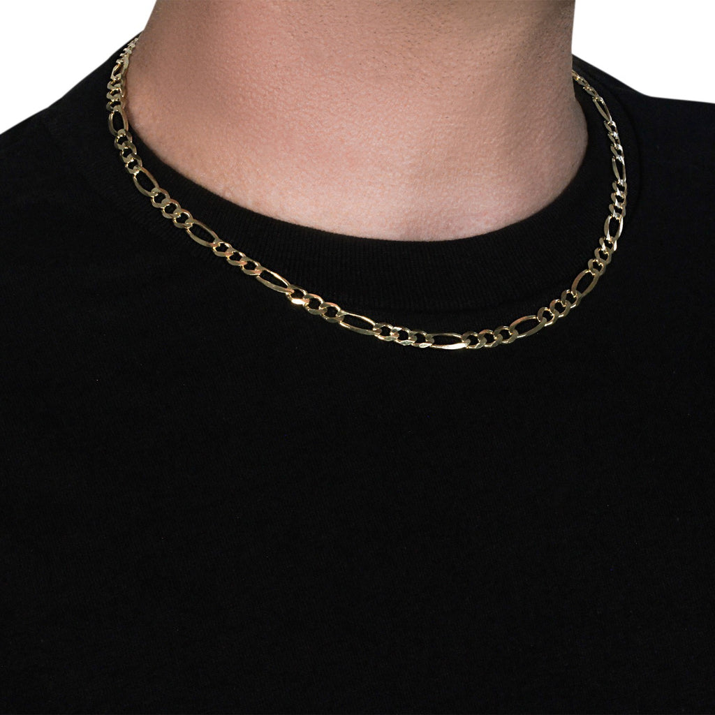 10K Yellow Gold Solid Figaro Chain – 5.30mm, Solid Gold