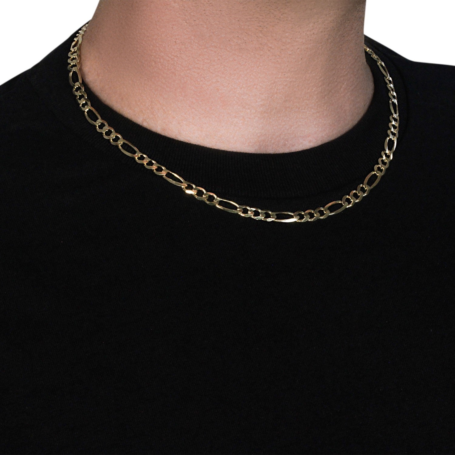 10K Yellow Gold Solid Figaro Chain – 5.30mm, Solid Gold