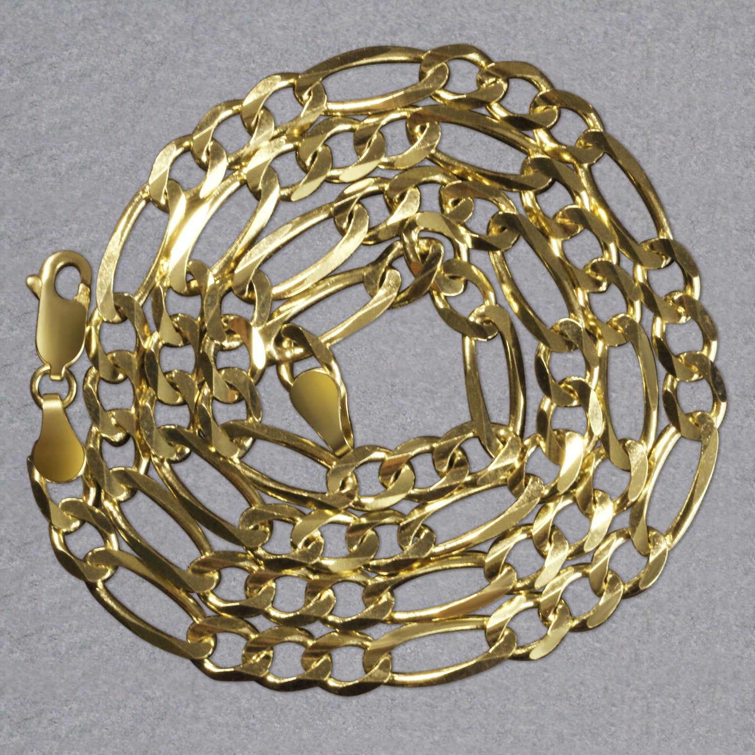 10K Yellow Gold Solid Figaro Chain – 5.30mm, Solid Gold