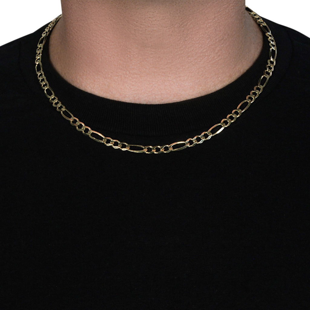 10K Yellow Gold Solid Figaro Chain – 5.30mm, Solid Gold