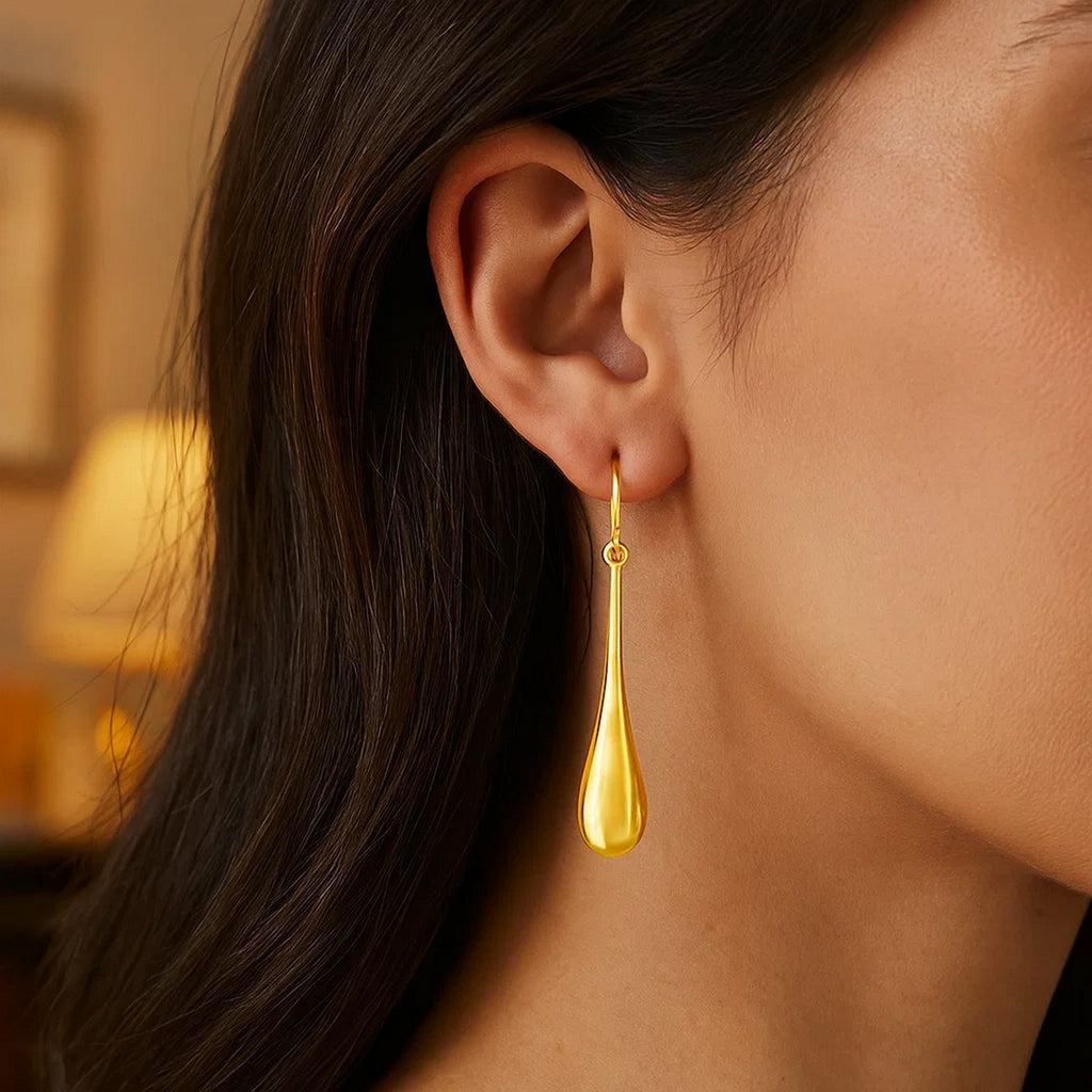 14k Yellow Gold Dramatic Drop Earrings