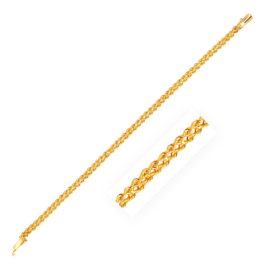 14K Yellow Gold Two Row Rope Bracelet (3.90mm)