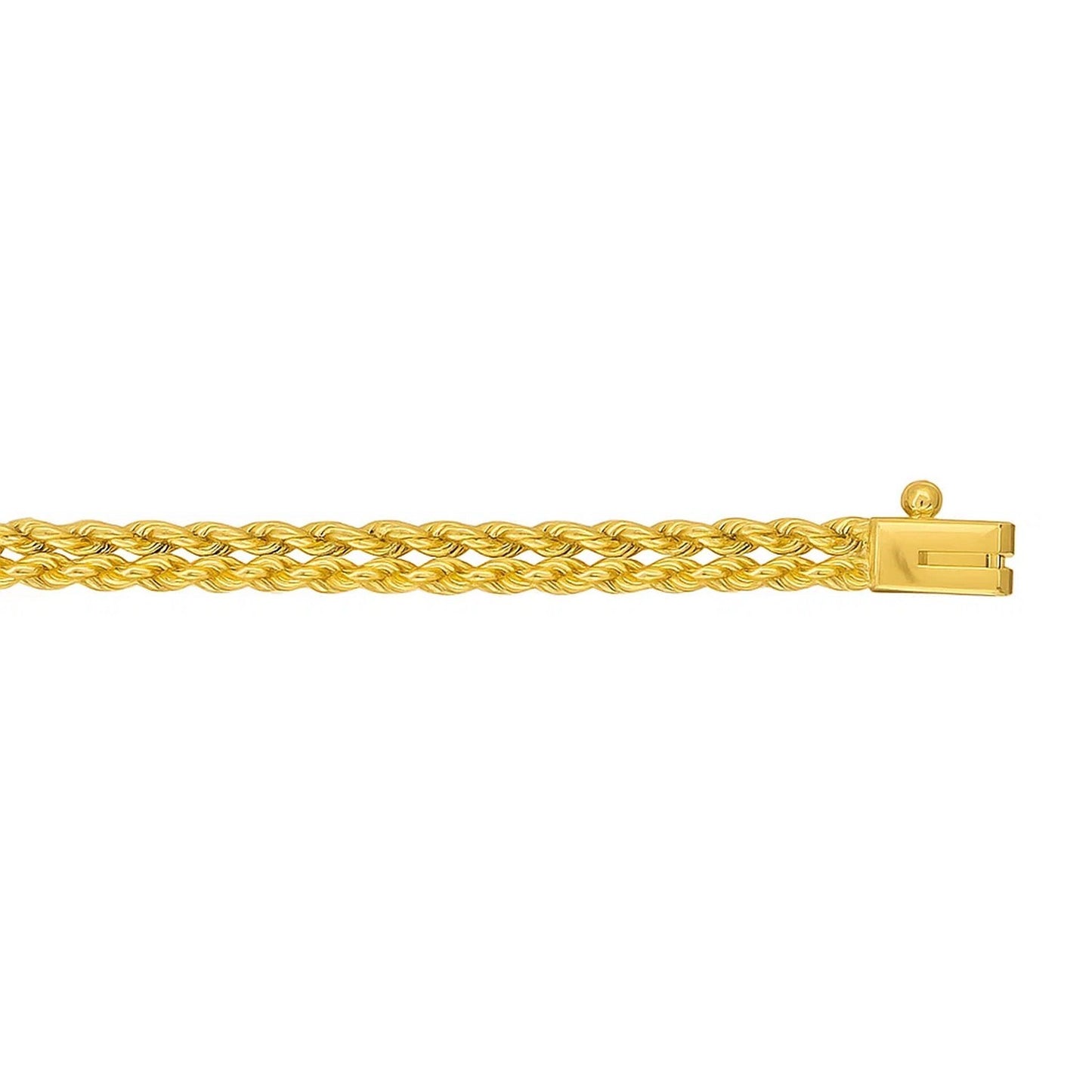 14K Yellow Gold Two Row Rope Bracelet (3.90mm)