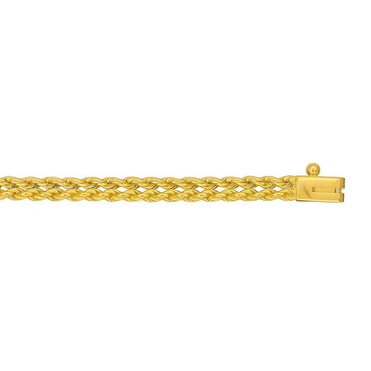 14K Yellow Gold Two Row Rope Bracelet (3.90mm)