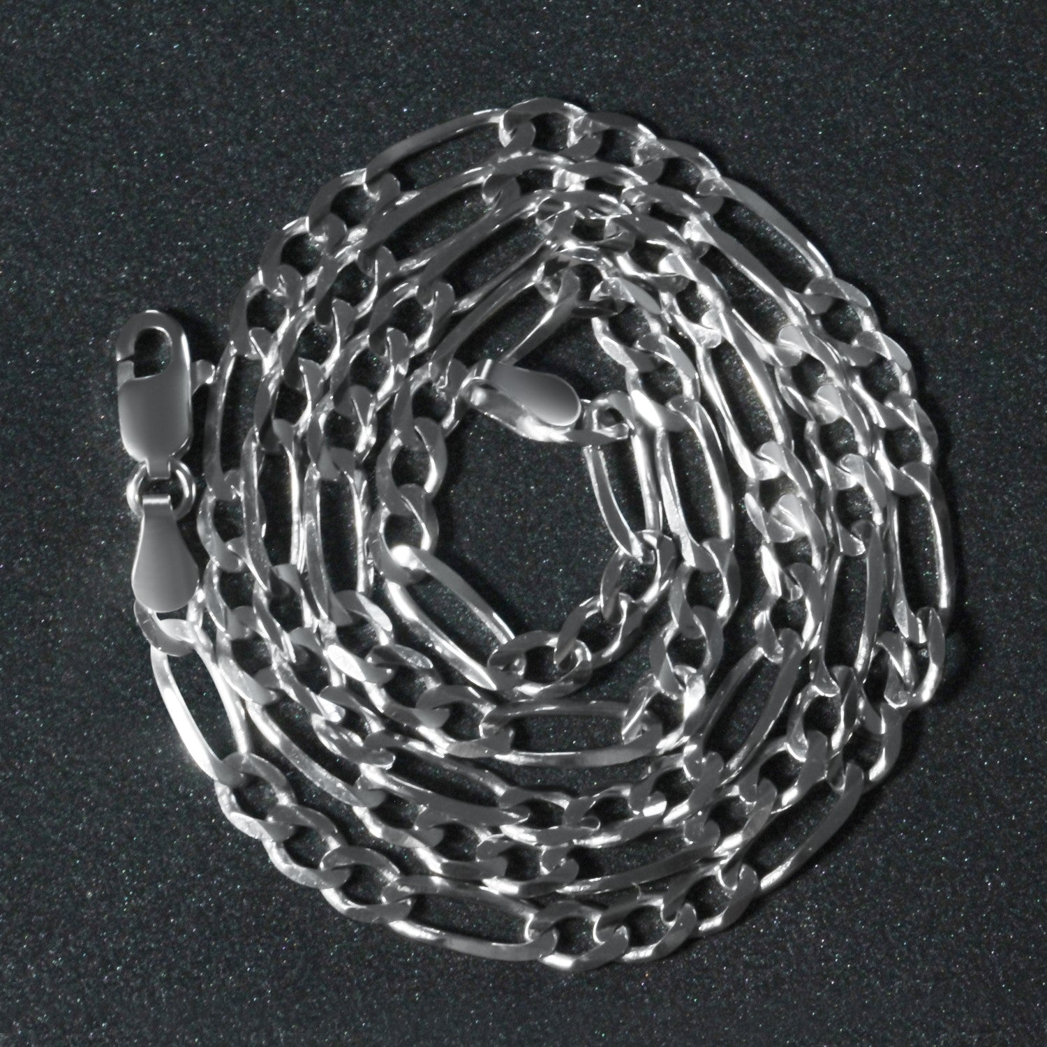 14K White Gold Solid Figaro Chain – 3.80mm, Solid Gold