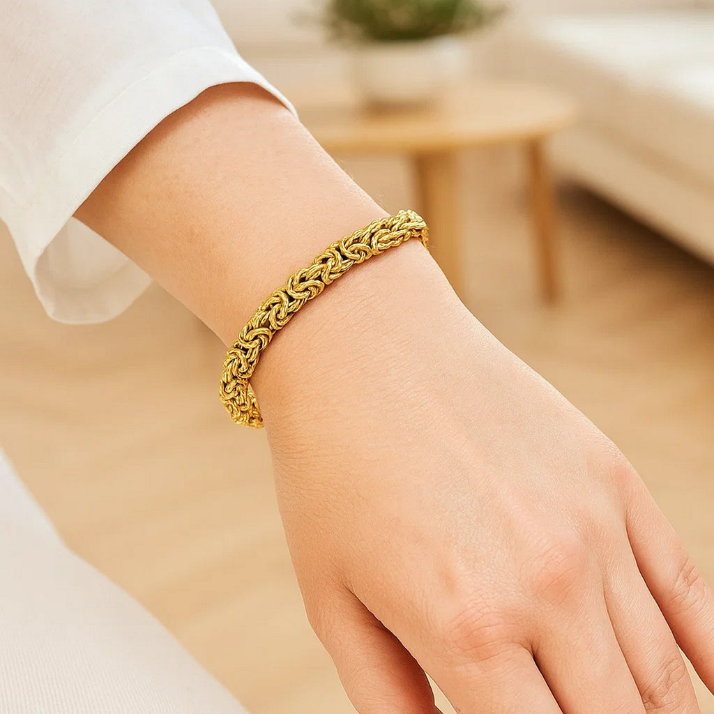 14K Yellow Gold Byzantine Link Bracelet (9.00mm)
