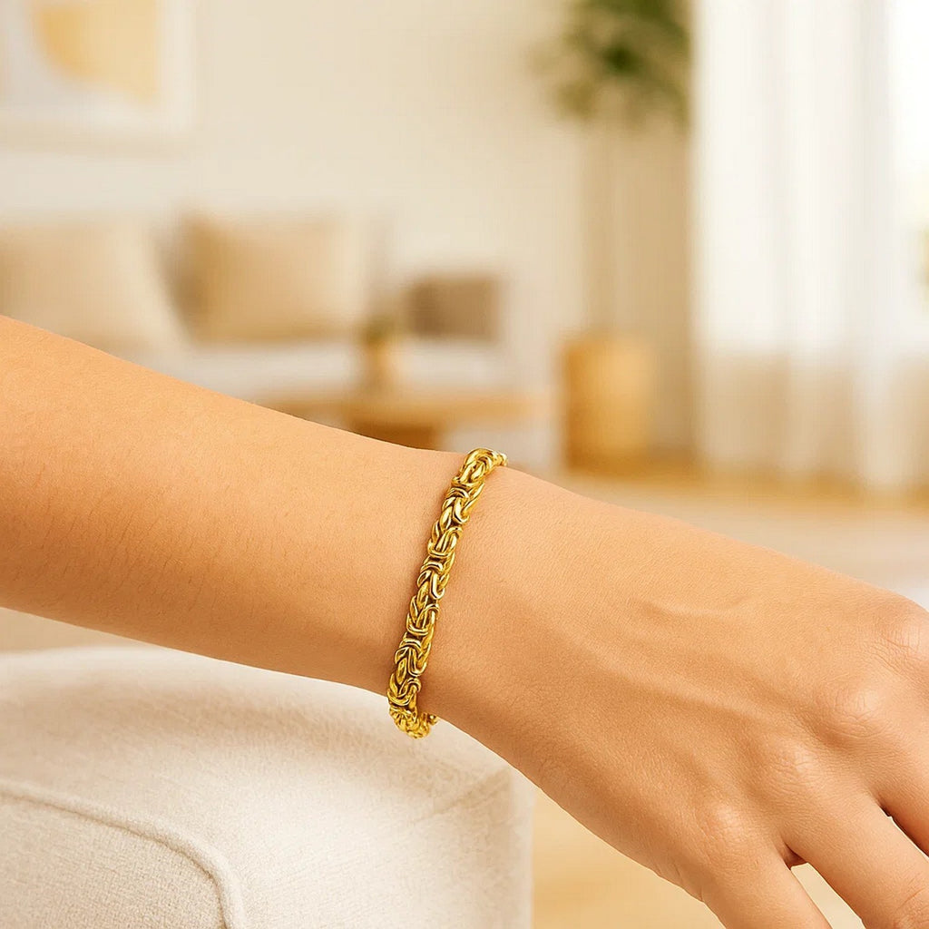 14K Yellow Gold Byzantine Link Bracelet (9.00mm)