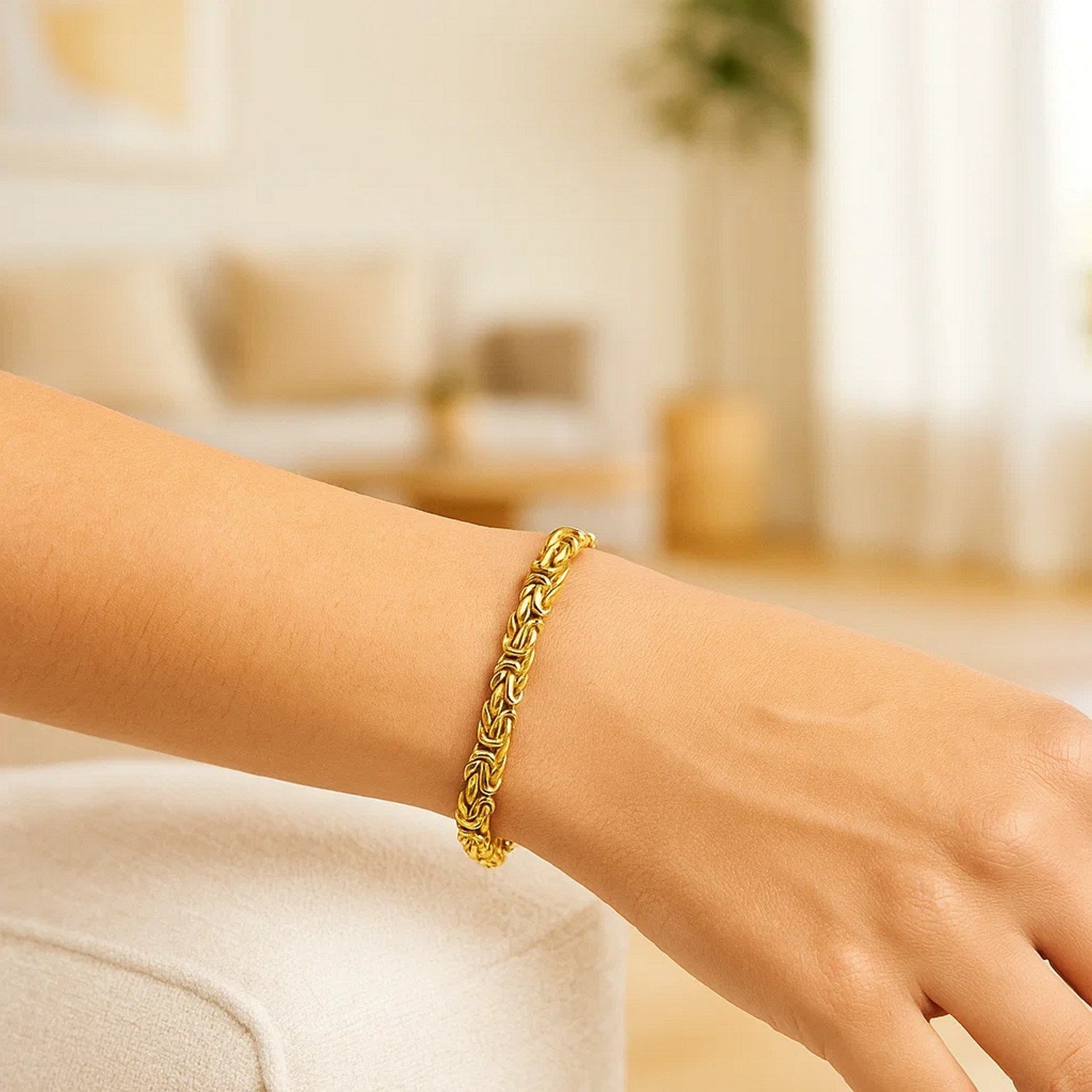 14K Yellow Gold Byzantine Link Bracelet (9.00mm)