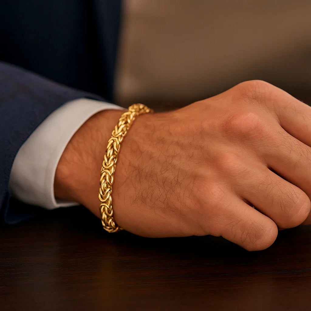 14K Yellow Gold Byzantine Link Bracelet (9.00mm)