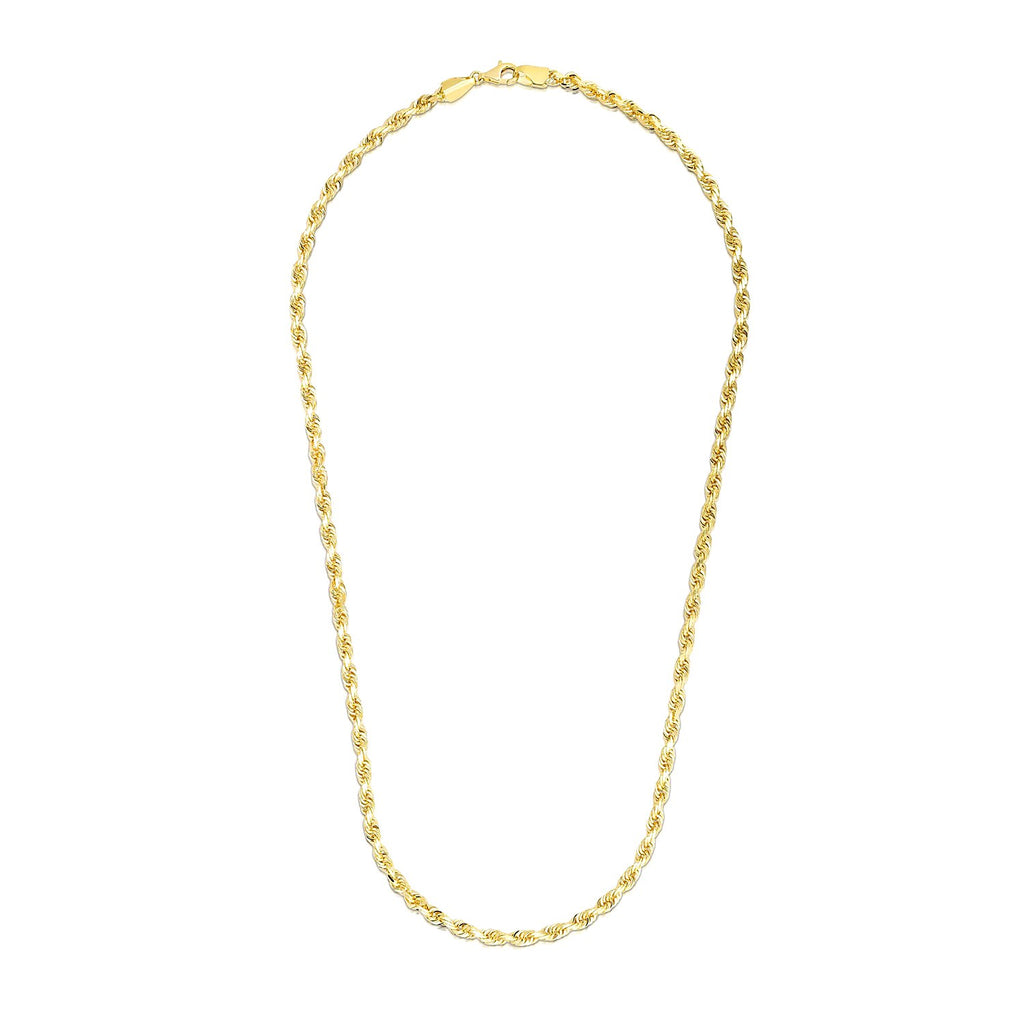 14K Yellow Gold Solid Diamond Cut Rope Chain (3.50mm)