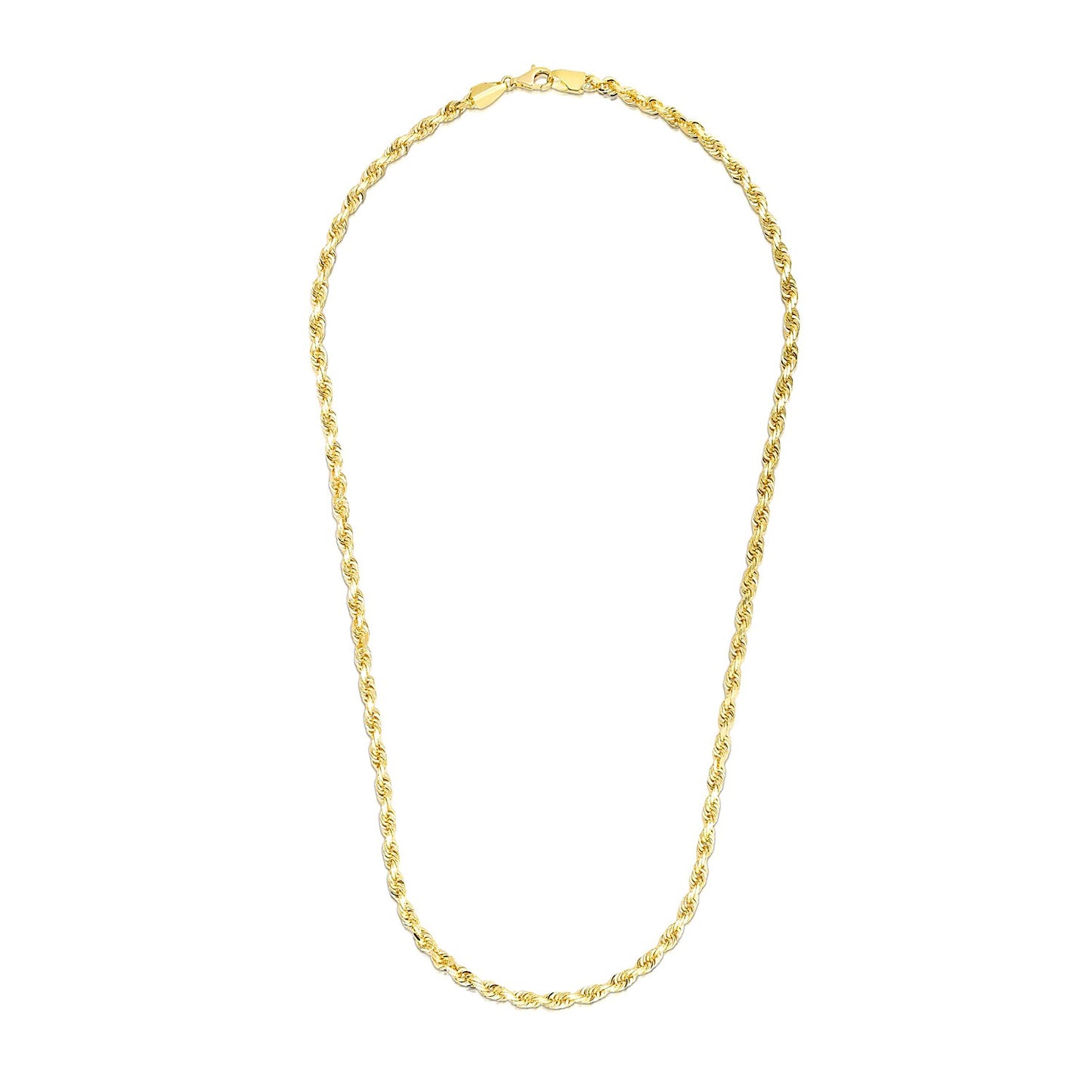 14K Yellow Gold Solid Diamond Cut Rope Chain (3.50mm)