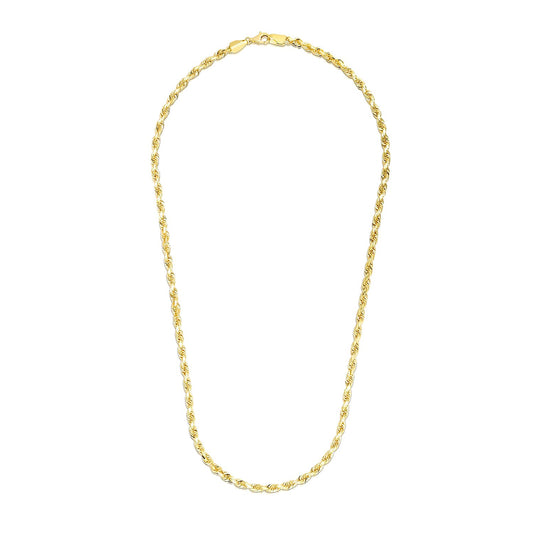 14K Yellow Gold Solid Diamond Cut Rope Chain (3.50mm)